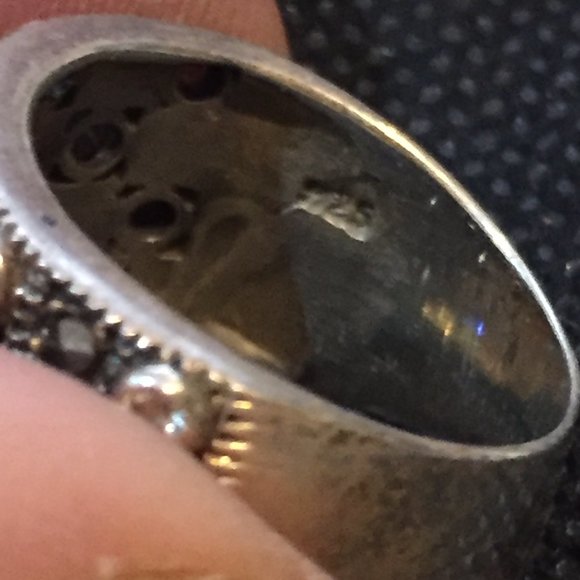 VICTORIA TOWNSEND Sterling Marcasite CZ Wide Cigar Band Ring Sz 7.5 Checker - Picture 4 of 8